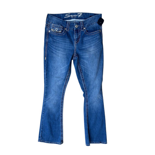 Jeans Boot Cut By Seven 7 In Blue Denim, Size:8