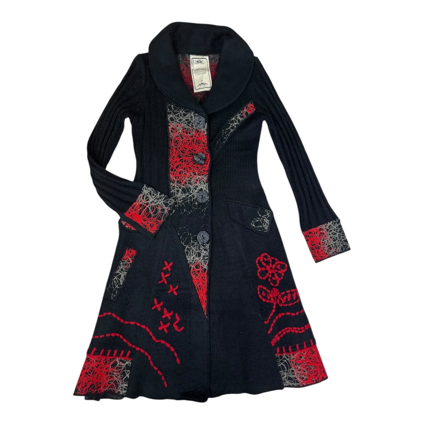 Cardigan By Cmb In Black & Red, Size:M