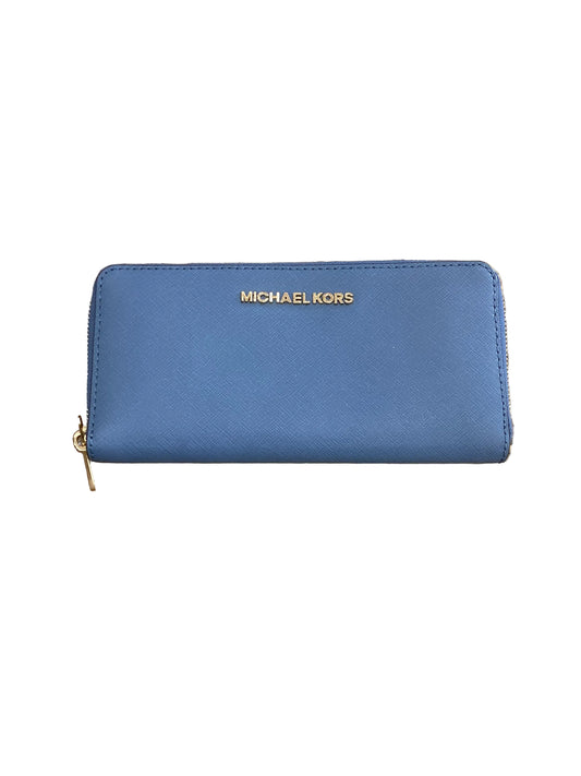 Wallet Designer By Michael Kors In Blue & Gold, Size:Large