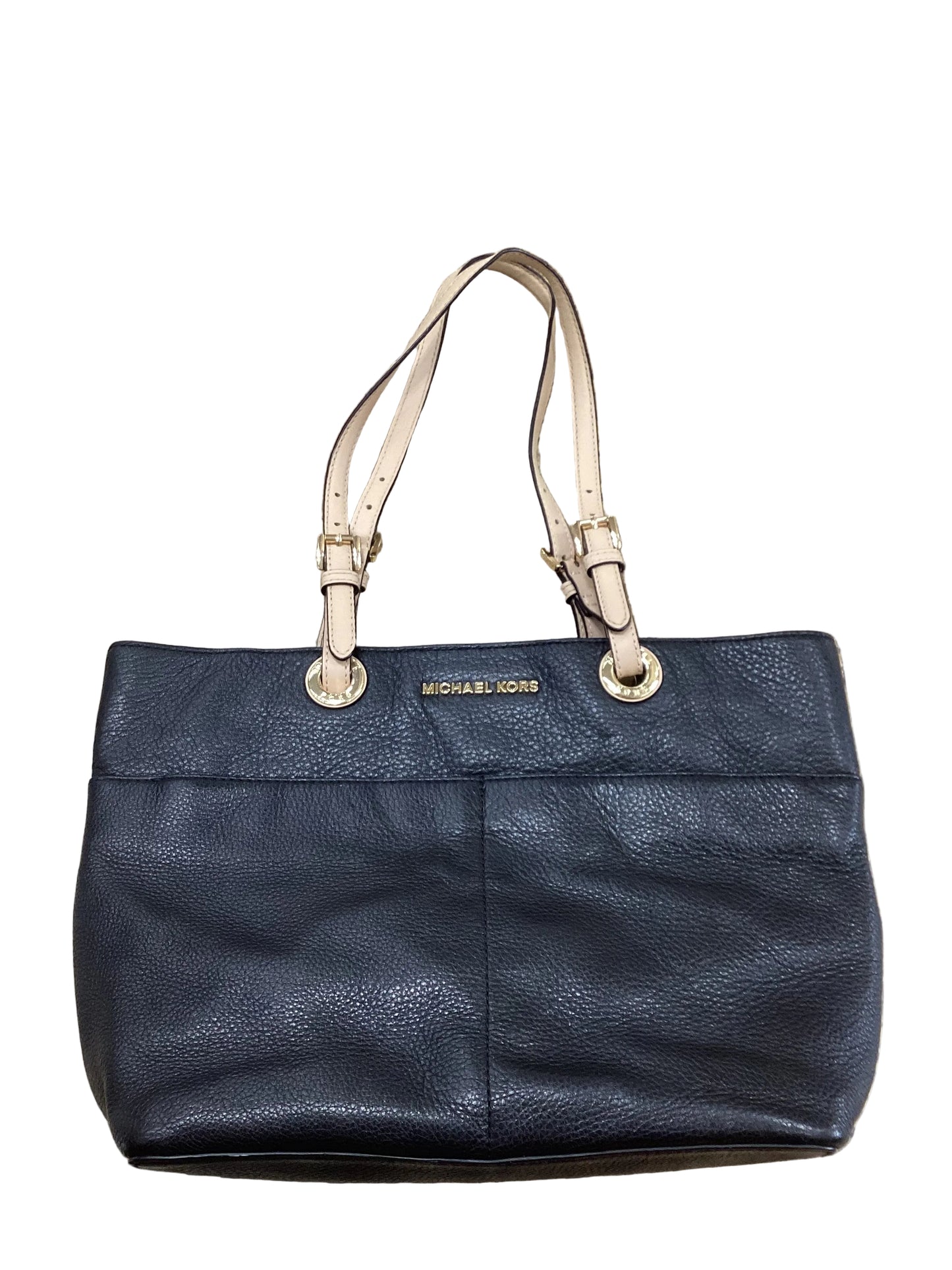 Handbag Designer By Michael Kors In Black & Tan, Size:Medium
