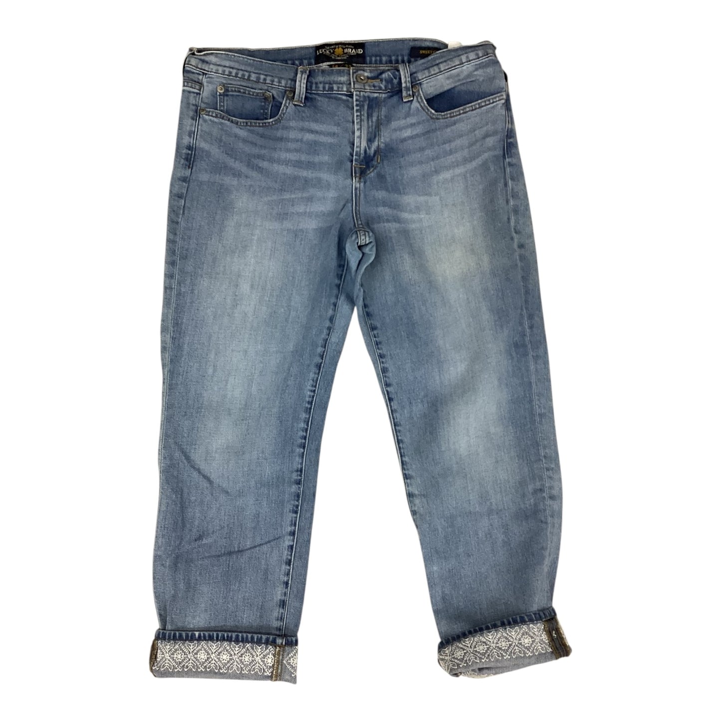 Jeans Cropped By Lucky Brand In Blue Denim, Size:14