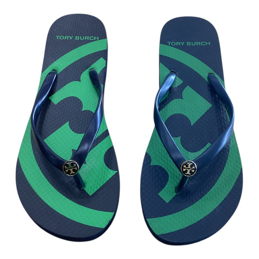 Sandals Designer By Tory Burch In Blue & Green, Size:9