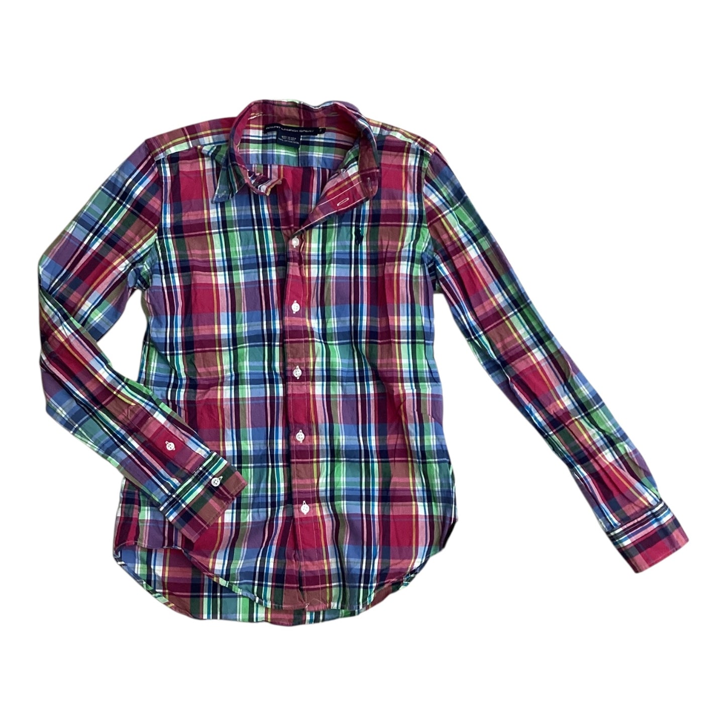 Top Ls By Ralph Lauren Blue Label In Plaid Pattern, Size:M