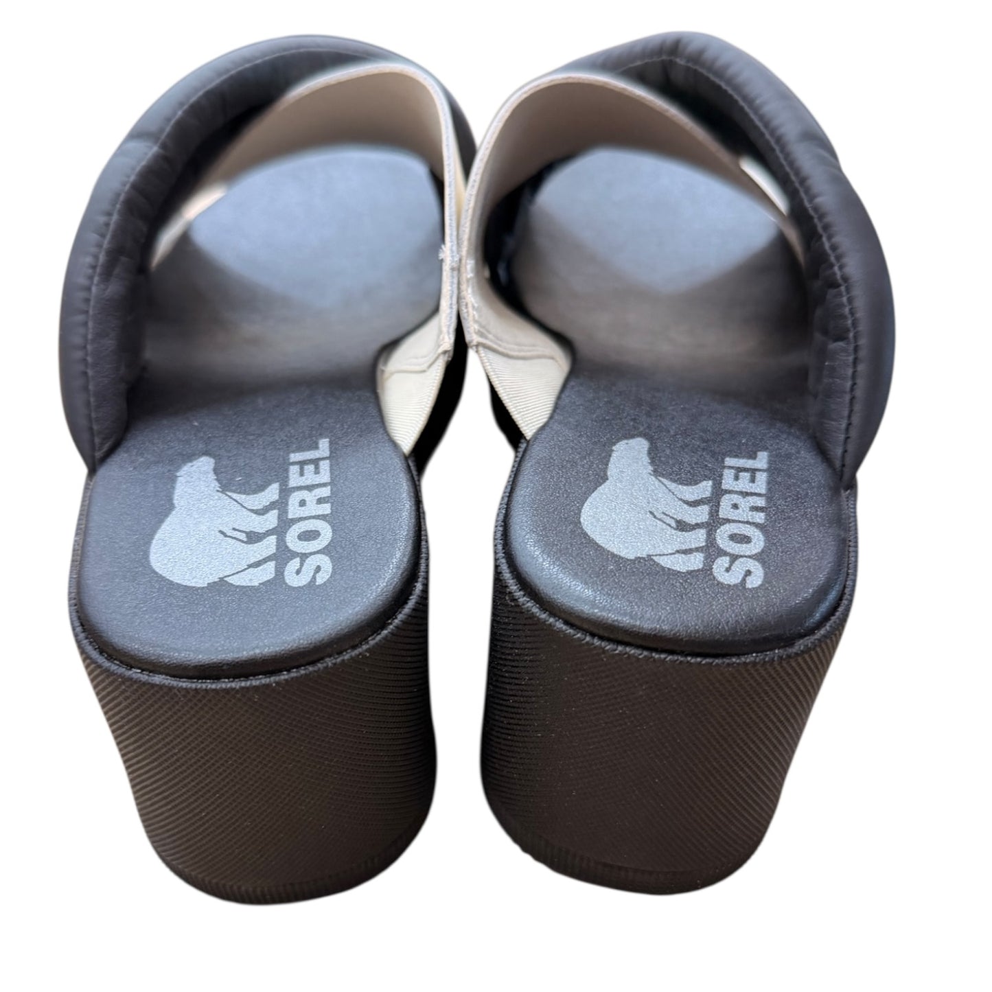 Sandals Heels Platform By Sorel In Black & Cream, Size:7.5