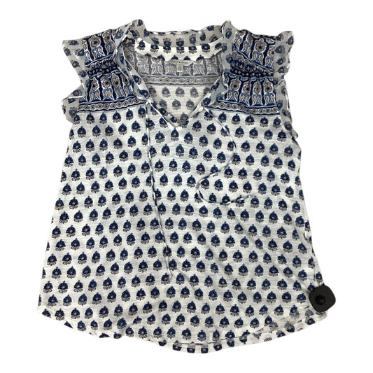 Blouse Sleeveless By Lucky Brand In Blue & White, Size:L