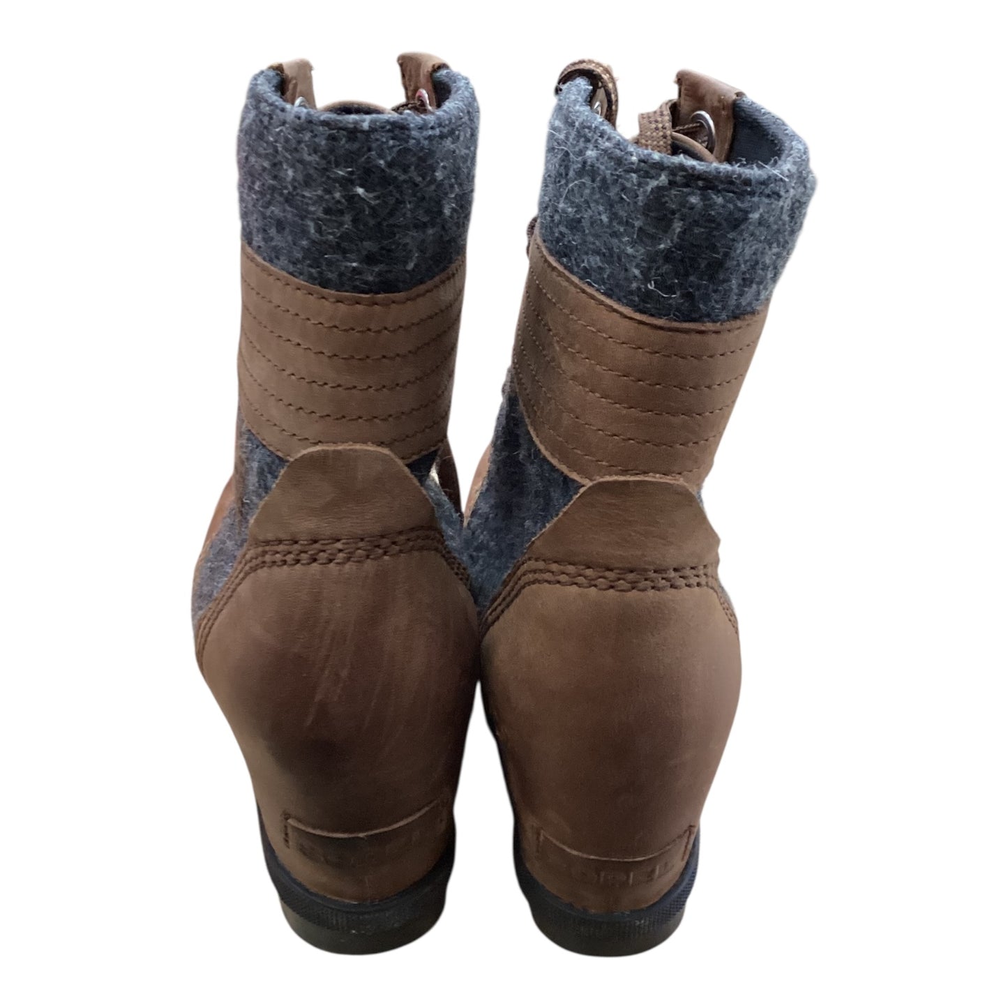 Boots Ankle Heels By Sorel In Grey & Tan, Size:7