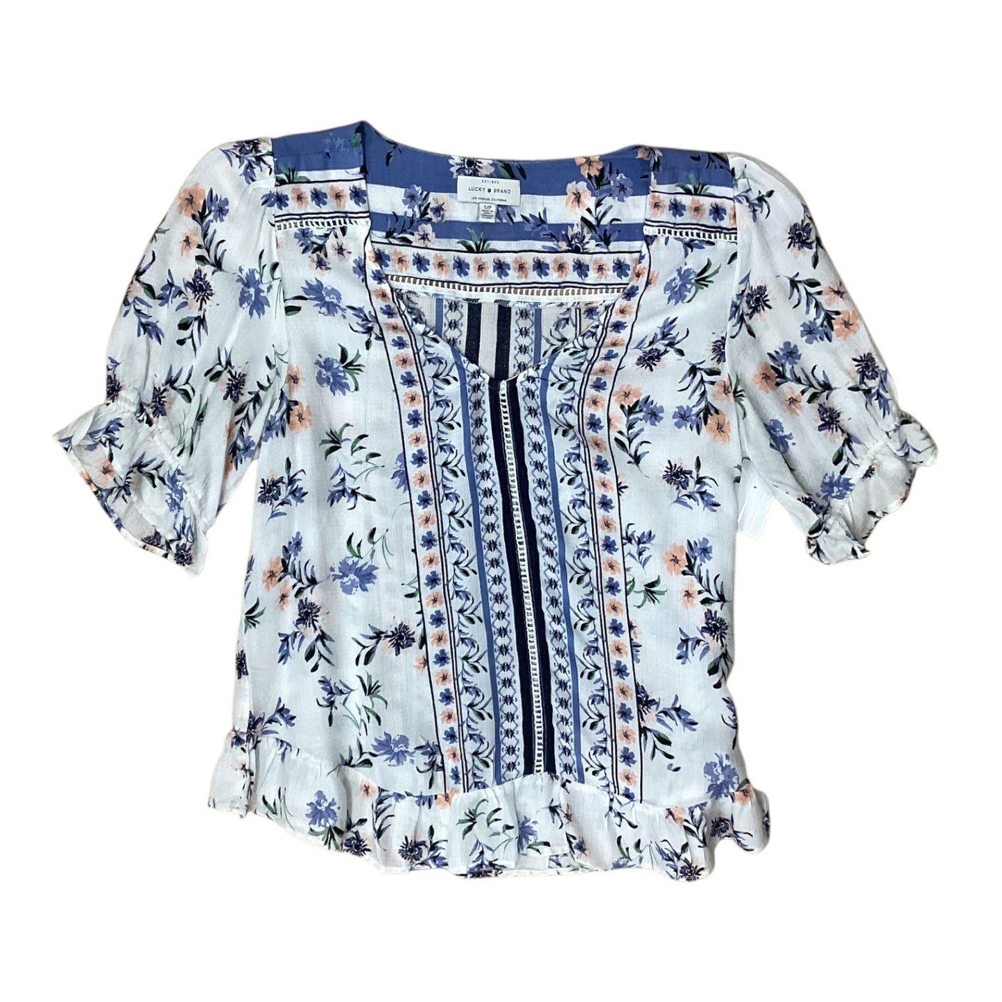 Top Ss By Lucky Brand In Floral Print, Size:S