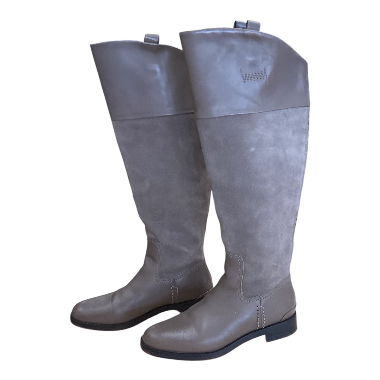 Boots Knee Flats By Franco Sarto In Taupe, Size:7