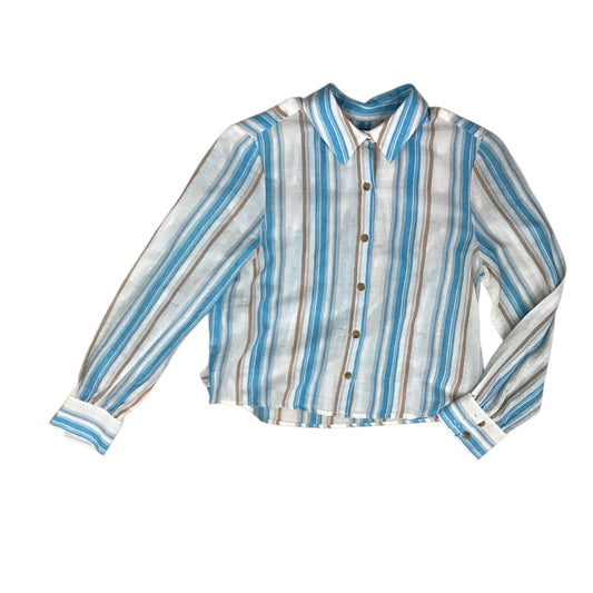 Blouse Ls By Drew In Blue & Brown, Size:M