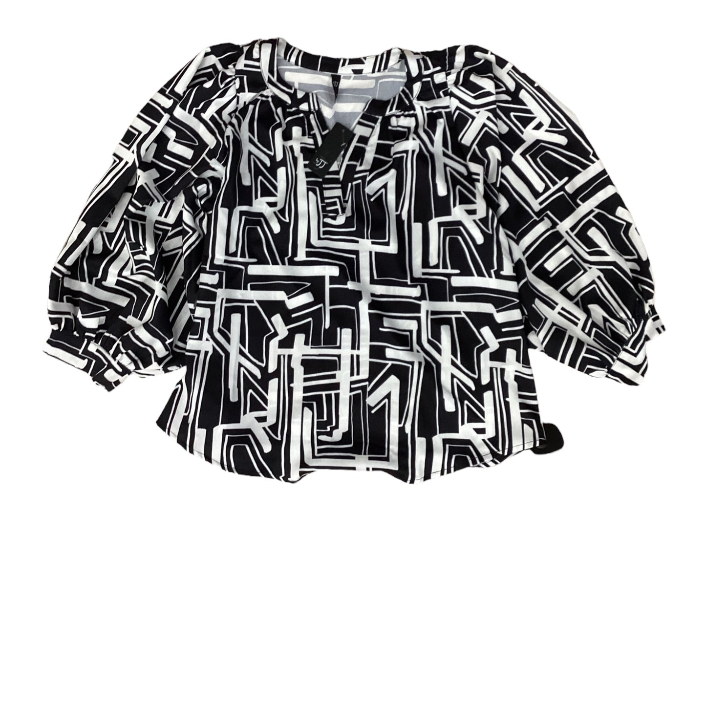 Top 3/4 Sleeve By Clothes Mentor In Black & White, Size:S