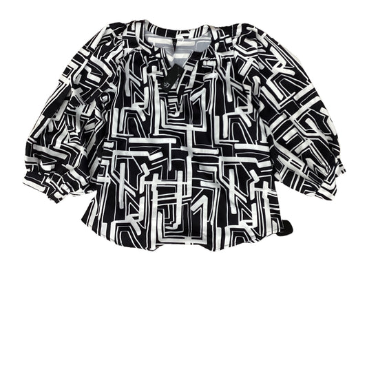 Top 3/4 Sleeve By Clothes Mentor In Black & White, Size:S