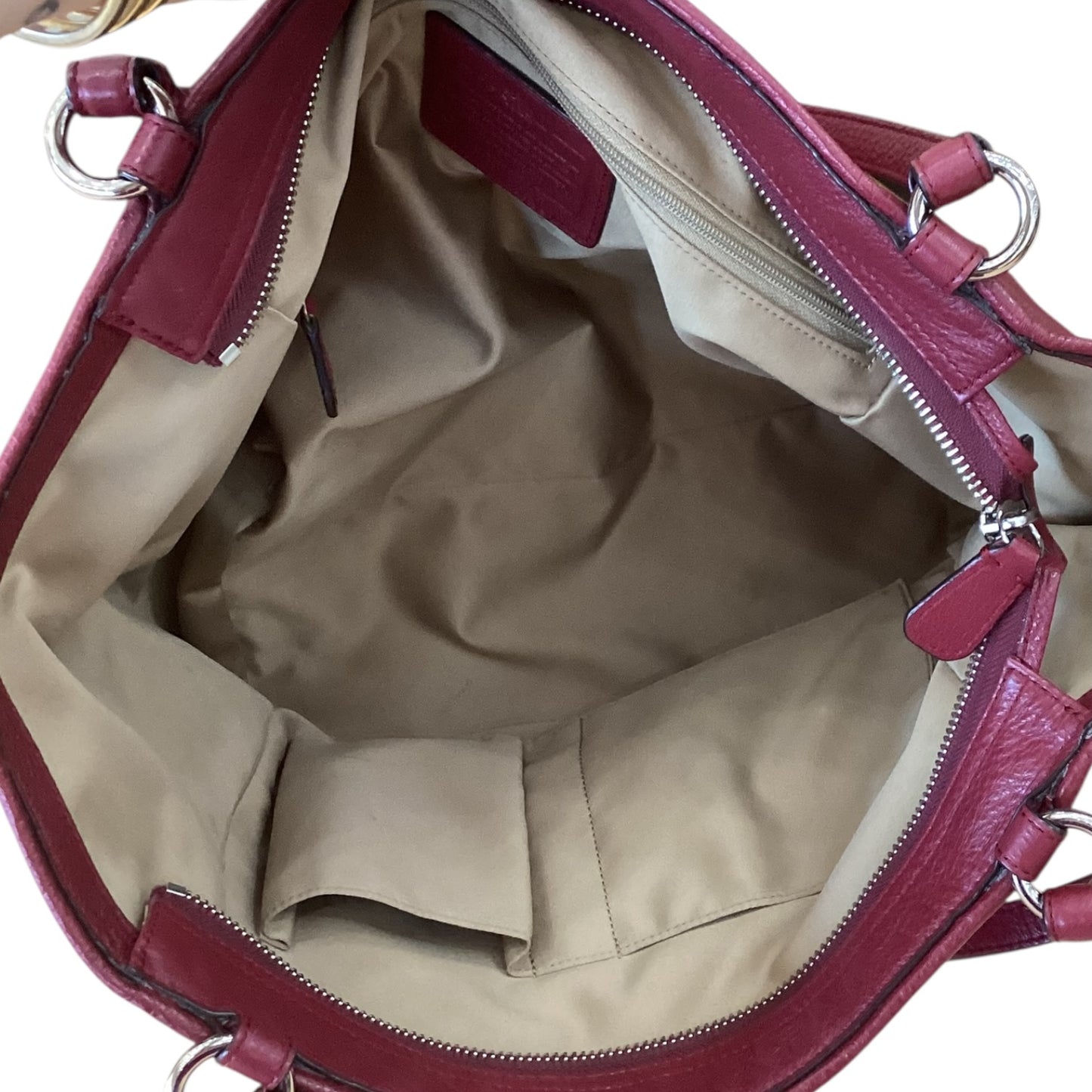 Handbag Designer By Coach In Maroon, Size:Medium