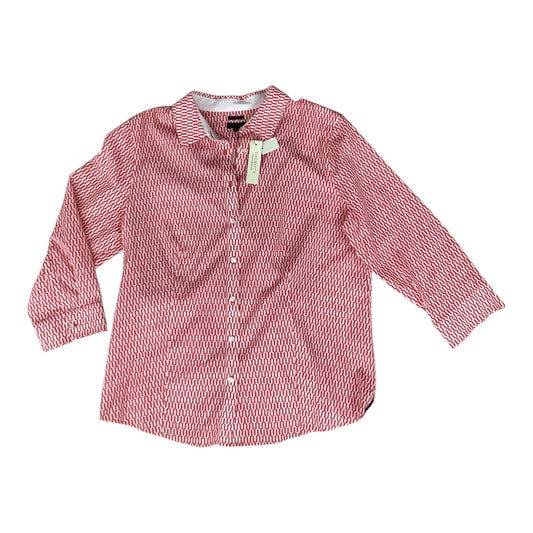 Top 3/4 Sleeve By Talbots In Orange & White, Size:Xl