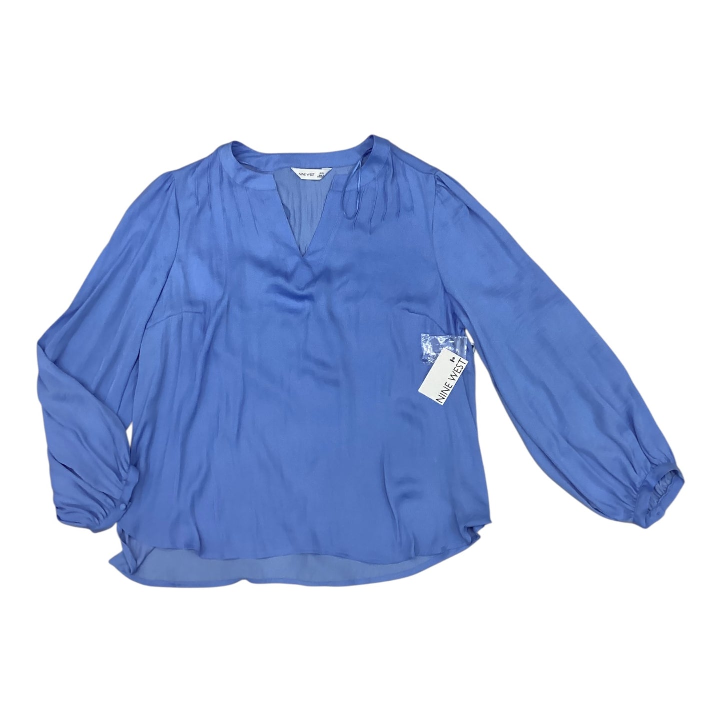 Blouse Ls By Nine West In Blue, Size:1X