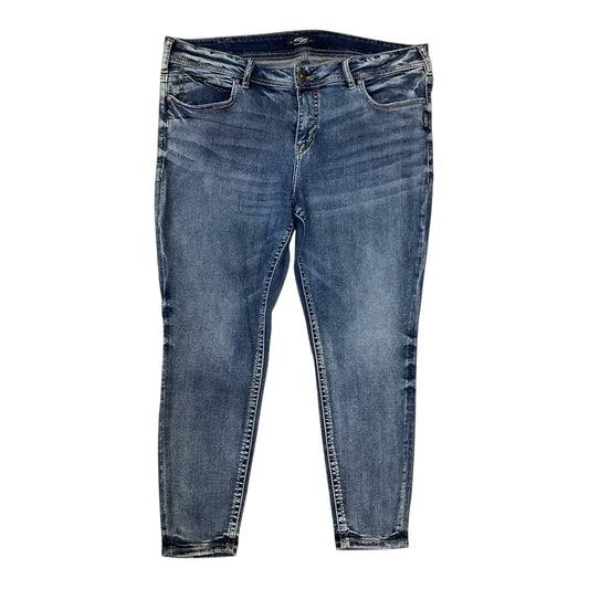 Jeans Skinny By Silver In Blue Denim, Size:18