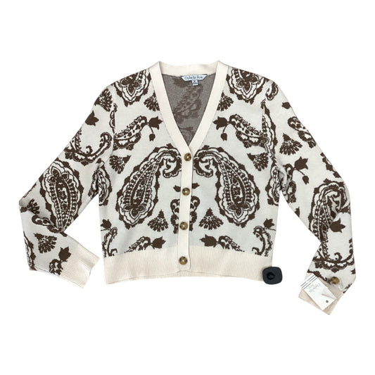 Sweater Cardigan By Ophelia Roe In Brown & Cream, Size:M
