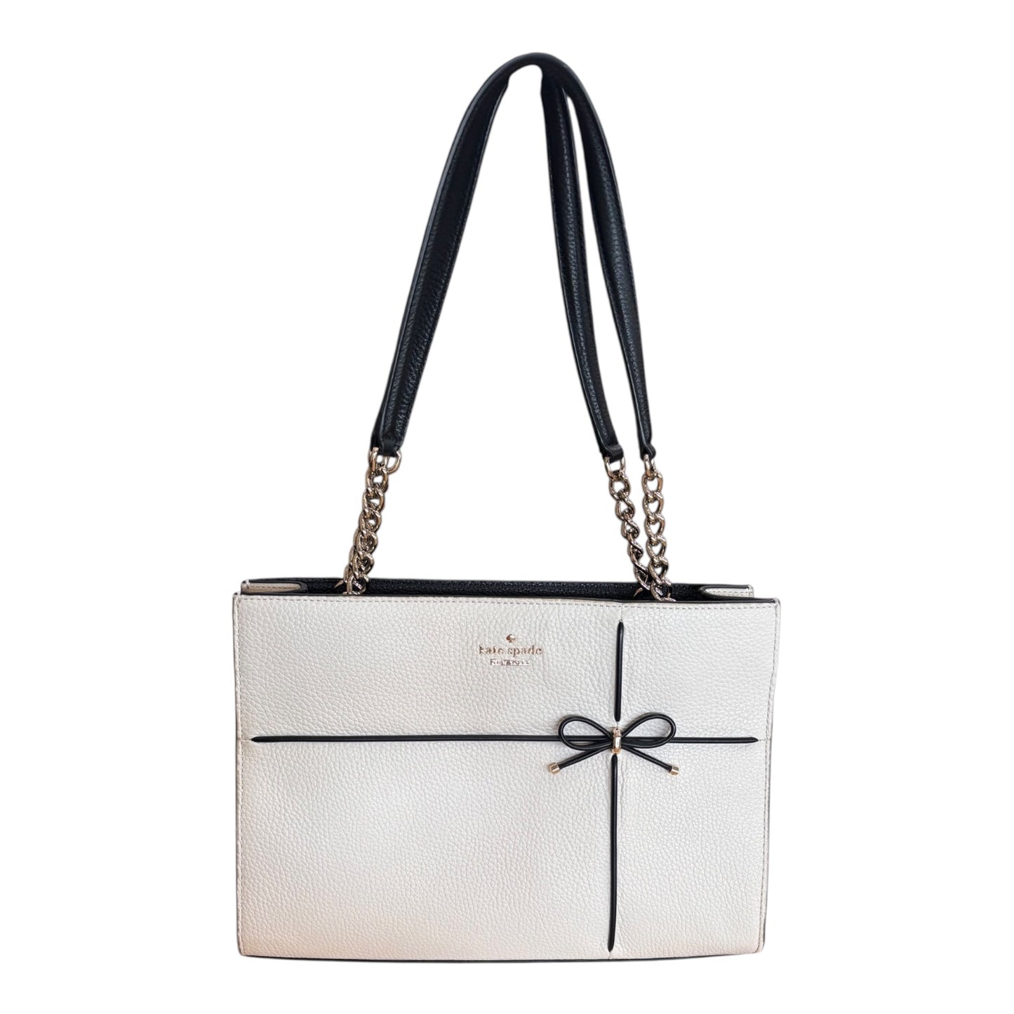 Handbag Designer By Kate Spade In Black & Cream, Size:Medium
