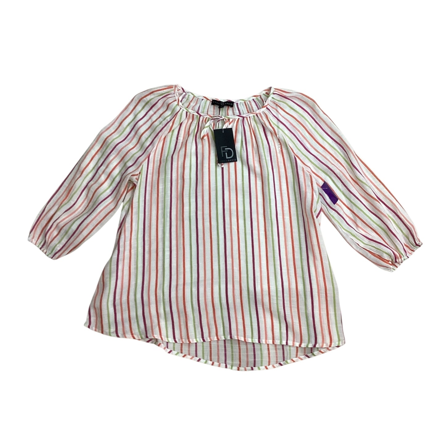 Top 3/4 Sleeve By Fred David In Striped Pattern, Size:M
