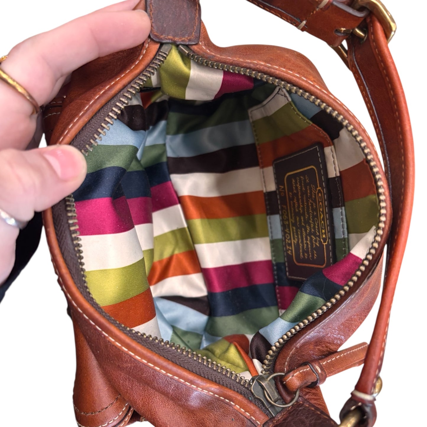 Handbag Designer By Coach In Brown, Size:Small