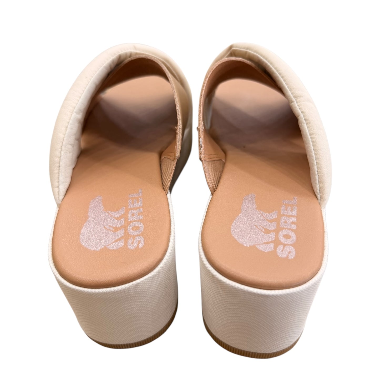 Sandals Heels Platform By Sorel In Cream & Tan, Size:7.5
