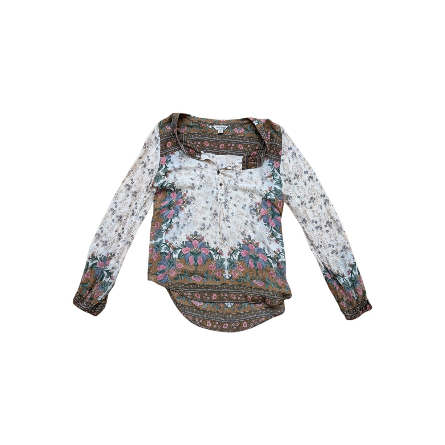 Blouse Ls By Lucky Brand In Blue, Size:S