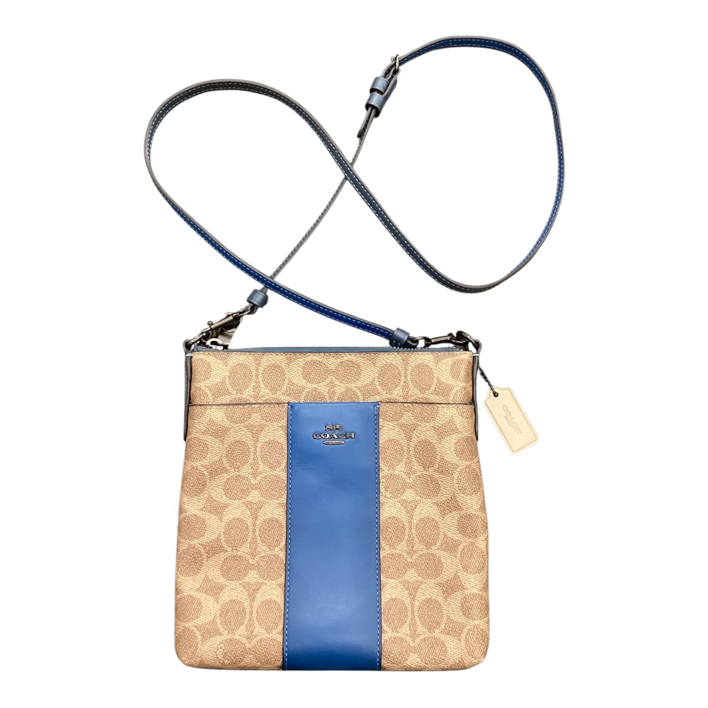 Crossbody Designer By Coach In Blue & Brown, Size:Medium