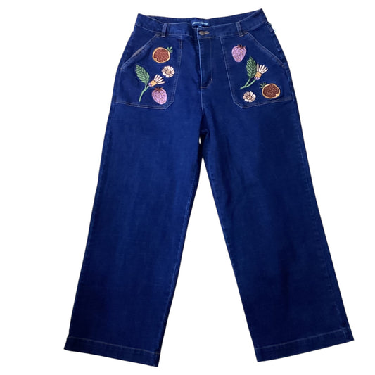 Jeans Wide Leg By Clothes Mentor In Blue Denim, Size:16